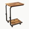 JOISCOPE Rolling Lift Side Table Coffee Table C-shaped End Table, Snack Table Sofa Table with 4 Wheels for Couch, Bed, Dorm, Small Spaces, Bedroo