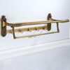 TBIIEXFL Aluminum Foldable Antique Brass Bath Towel Rack Active Bathroom Towel Holder Double Towel Shelf With Hooks Bathroom Accessories