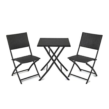 IWMH Garden Furniture Sets, Garden Folding Table and Chairs, Folding Outdoor Furniture Set for Garden, 3 Pieces Outdoor Dining for Patio, Backyar