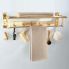 Towel Rack Wall Mounted Towel Holder Adhesive Towel Shelf with Hook No Drill Folding Space Aluminum For Bathroom Toilet,gold,50cm