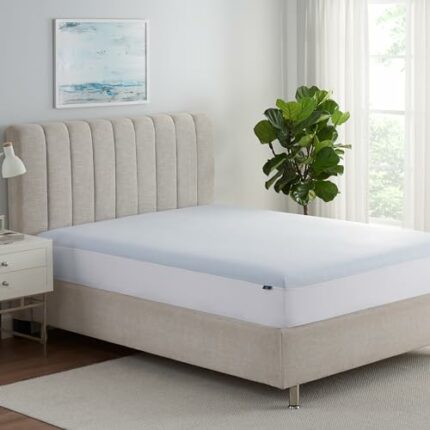 Serta Cool Air Waterproof Mattress Protector, 39" x 75" Soft and Breathable Mesh Cooling Mattress Topper, 18" Elastic Deep Pocket for Secure Fit,