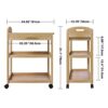 SMIBUY Kitchen Island Cart on Wheels with Storage Drawer & Shelves, Bamboo 3-Tier Rolling Utility Serving Rack with Solid Wood Countertop & Locka