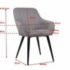 Aspect Set of 2 Windsor Modern Accent Arm Dining Chairs,Grey Fabric Seat and Black Legs, W61xD41xH85 cm