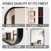 Wall-Mounted Bathroom-Mirror for Over Sink,Black Framed Lightweight Aluminum Alloy Vanity Mirrors - Round Horn Rectangle Makeup Mirror,Large Show