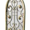 40x24cm Large Rustic Design Arch Scroll Ornate Garden Wall Mirror Metal Country