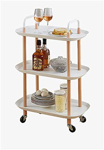 BHVXW Home Three-layer Removable Dining Trolley Home Kitchen Storage Shelf Multi-function Utility Metal Cart (Color : Argento, Size : 1pcs)