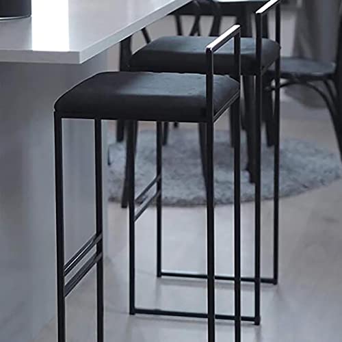 RTYHN Set of 2 Bar Stools, Velvet Bar Stools Kitchen Counter Chairs Upholstered 65 cm with Backrests, Footrest for bar living room balcony Pub Ch