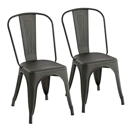 FurnitureR Dining Chair, Metal, Grey