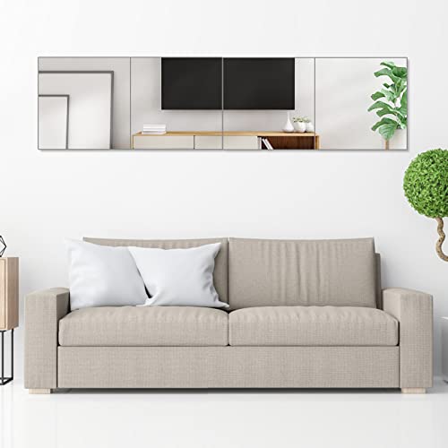 EEEKit 4 Pack Full Length Mirrors Tiles, Acrylic Wall Mounted Mirrors,2mm Thick Acrylic Stick on Wall Mirrors Sheets for Baby Kids Playroom,Bathr