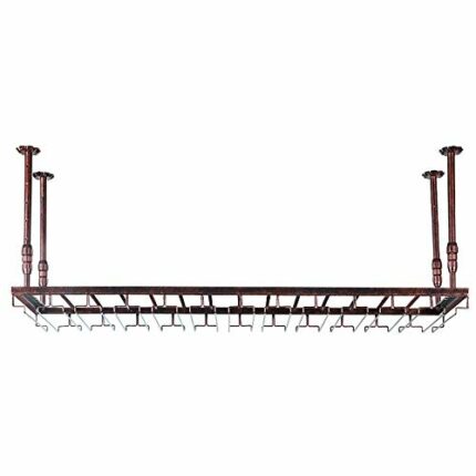PIBM Ceiling Wine Rack Suspension Wine Bottle Rack Bar Fashion Creative Wine Glass Rack European Style Goblet Holder J1011, Bronze , L80×W30cm