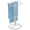 mDesign Standing Towel Rack – 2-Sided Small Towel Stand for Handtowels and Facecloths – Bathroom Towel Rack for Storing and Drying Towels – Light
