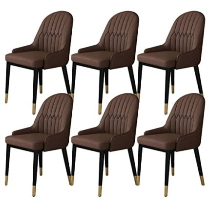Kitchen Dining Room Furniture Chairs Kitchen Living Room Dining Chairs Set Of 6,Modern PU Leather High Back Padded Soft Seat Dining Chairs,Water