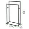 mDesign Towel Holder — 2-Bar Towel Rail for Bathroom Storage and Organisation — Freestanding Towel Rack for Bath, Hand and Face Towels — Matte Bl