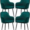 dining chair Kitchen Dining Room Furniture Chairs 4x Dining Chairs Kitchen Chair Velvet Corner Chairs with Ergonomic Armrests Backrest and Metal