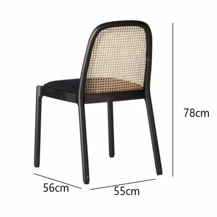JJZXD Rattan Dining Chairs Designer Solid Wood Restaurant Chair Minimalist Backrest Single Chair Dining Room Furniture