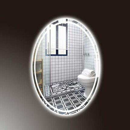 with lights,oval mirrors for bathroom,led Anti-Fog wall mounted,Tricolor Lights, Color Temperature Adjustable,Energy -saving. (Color : 3color+ant