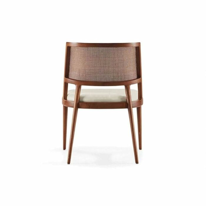 JJZXD Retro Dining Room Furniture With Armrests Backrest Chair Solid Wood Dining Stool Woven Rattan Chair
