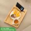 GEHE Bamboo Couch Arm Table, Foldable Sofa Arm Tray with 360° Rotatable Phone Holder, Armrest Tray for Small Space, Couch Clip on Tray, Remote Co