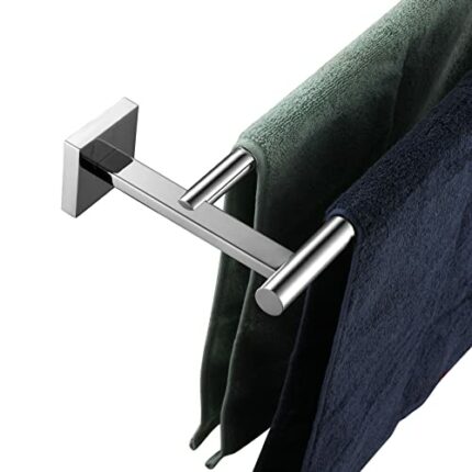 KOKOSIRI Double Towel Rails Bars Bathroom Towel Holder Rack for Bath Kitchen 20 Inches Necklace Holder Wall Mounted Chrome Stainless Steel B5005C