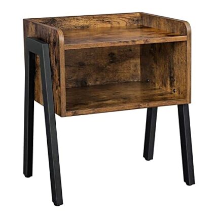 SONGMICS Nightstand, End, Stackable Side, Coffee Table with Open Front Storage Compartment, Retro Rustic Chic Wood Look, Accent Furniture with Me