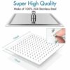 COMLIFE Fixed Shower Head 12Inch Square Rain Fixed Shower Head 304 Stainless Steel High Pressure Rainfall Shower Head with 144 Silicone Jets for