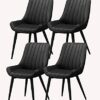 dining chair Office Reception Chairs Business Dining Chairs Set Kitchen Dining Chairs Set of 4 Metal Feet Comfortable Cushions and Backrest Leath
