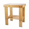 Yoassi Step Stool, Heavy Duty Bamboo Multi Purpose Anti-slip Step Stool&Seat With a Storage Shelf for Kids or Adults, 100% Natural Bamboo(M)