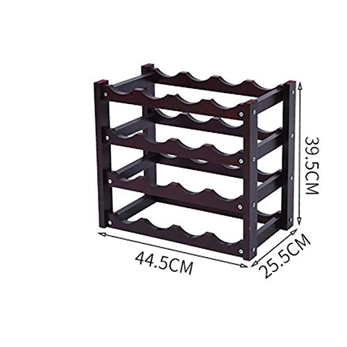 4-Tier Stackable Wine Rack -Foldable Wooden Countertop Cabinet Wine Holder Storage Stand Cellar- Free Standing - Perfect for Bar, Wine Cellar, Ba