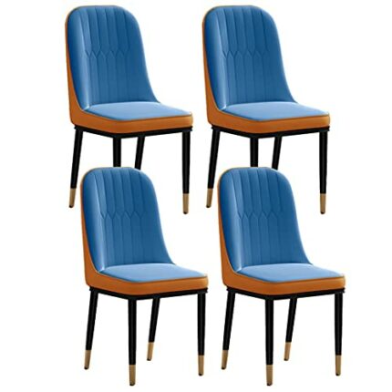 Kitchen Dining Room Furniture Chairs Modern PU Leather Dining Chairs Set Of 4,High Back Padded Soft Seat Kitchen Chairs with Metal Chair Legs For
