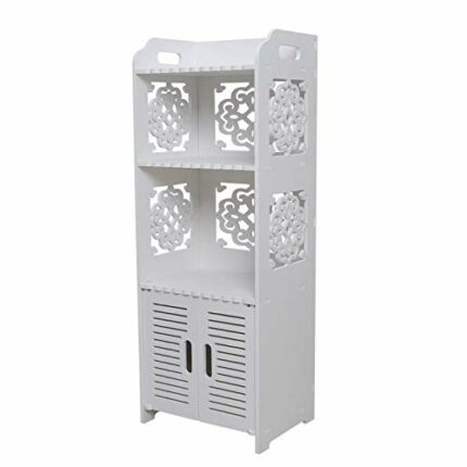 Bathroom Storage Cabinet Floor Standing Waterproof Organizer Rack Book Shelf White Robust Bathroom Furniture for Living Room Bedroom, Kitchen Hal