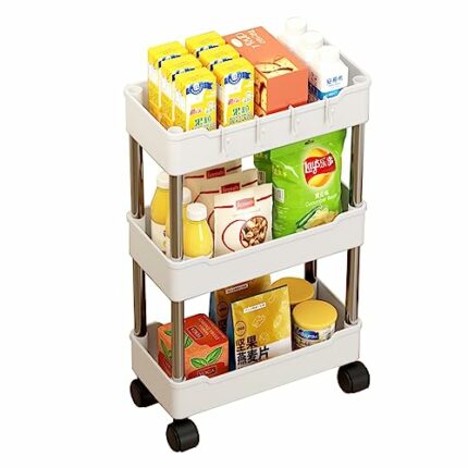 haipky Multipurpose Rolling Trolley, Removable Storage Organizer Rack Shelf With Wheels for Bathroom Bedroom Kitchen Laundry Fruit Vegetable Snac