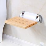 CHEWO Bath Stools,Wall-Mounted Drop-Leaf Stool Shower Bath Stool Folding Seat-Bathroom Non-Slip Bath Bench Wall Chair,Chrome Base