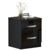 Amazon Brand - Movian High Gloss 2 Drawer Bedside Cabinet, Black, 47 x 40 x 36 cm