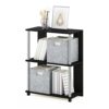 Furinno Simple Design 3-Tier Bookcase/Bookshelf/Display Rack with Stainless Steel Tubes, Engineered Wood, Americano, 60.2(W) x 37.1(D) x 58.9(H)