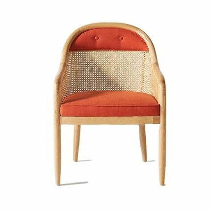 JJZXD Office Kitchen Armrest Dining Chair Rattan Outdoor Dining Ergonomic Chair Wooden Party Furniture (Color : 3-pack, Size : Light Grey)