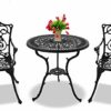 Centurion Supports TABREEZ Garden & Patio Table & 2 Large Chairs with Armrests Cast Aluminium Bistro Set - Black