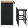 WALNUT Kitchen Bar Tables and Chairs Set Dining Room High Top Counter Height Table Set for 2 Poly Rattan Black
