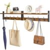 YMYNY Coat Rack Shelf Wall Mounted, Coat Hooks Set of 2, Entryway Coat Hanger with 4 Double Hooks, 31.5" Wall Floating Shelf with Hat Rack, for K