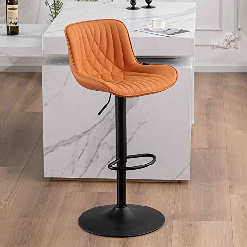 YOUTASTE Single Modern Bar Stool with Back Adjustable Barstools Luxury Upholstered Bar Chairs Faux Leather Counter Height Bar Stool Swivel Barsto