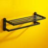 Towel Bar Bathroom Rack Towel Rack Towel Holder With 1 Wall Mounted,22 Inches,Stainless Steel Matte Black Finished,Towel Rail Holder Storage Rack