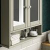Bath Vida Priano Double Door Bathroom Cabinet, Wood, Grey, Mirrored Wall Mounted Storage Furniture