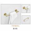 Bathroom Hardware Set 12''Towel Bar, Toilet Paper Holder, Towel Ring, Robe Hook,Brushed Gold Wall Mounted Bath Hardware Accessory Set
