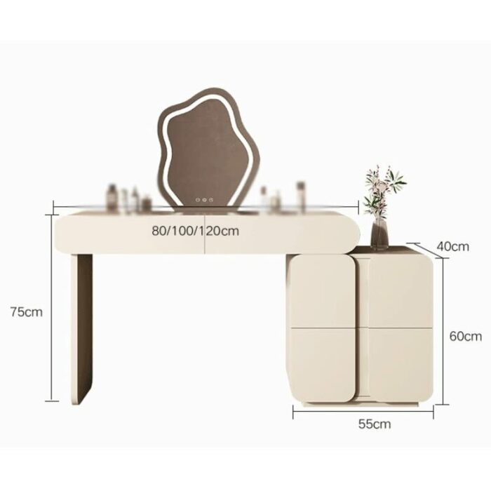 JJZXD Dressing Table with Stool and LED Extension 6 Drawer Bedroom Furniture Vanity Table