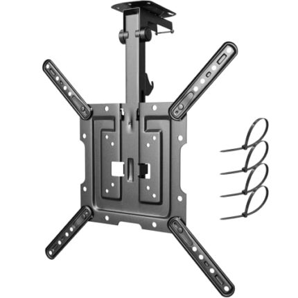 PUTORSEN 23-55 inch Ceiling TV Bracket Flip Down, Manual Folding Ceiling TV Mount, Height Adjustable Swivel Flip Down TV Bracket for Flat & Slopi