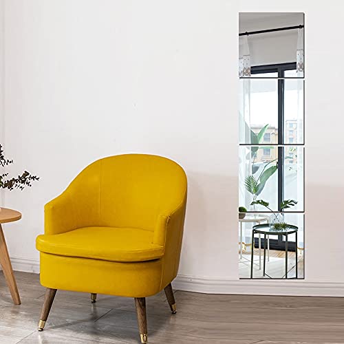 Full Body Wall Mirrors, 4pcs 12x12 Acrylic Plexiglass Mirror Wall-Mounted Full Length Frameless Mirror Over the Door Large Long Mirror Home Worko