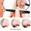 Xinstroe 15X Magnifying Mirror and Eyebrow Tweezers Kit, Small Precise Make-up Mirror with Suction Cups, Travell Pocket Mirror for Bathroom and B