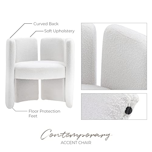 LZAREAL Modern Sherpa Accent Chairs Set of 2 Comfy Upholstered Barrel Side Chair Contemporary Single Sofa Chair for Living Room Bedroom Small Spa