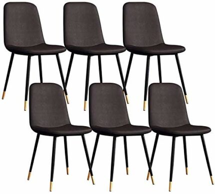 dining chair Kitchen Dining Room Furniture Chairs Dining Chairs Set Of 6 PU Leather Kitchen Chairs With Sturdy Metal Legs For Office Lounge Cafe