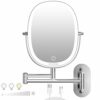 TOUCHFEEL Wall Mounted Makeup Mirror, 9 Inch 1X/7X Magnifying Mirror with 3 Color Light, Double Sided 360° Swivel Extendable Bathroom Mirror with