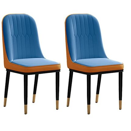Kitchen Dining Room Furniture Chairs Water Proof PU Leather Dining Chairs Set Of 2 Upholstered Back With Metal Legs For Lounge Dining Kitchen Bed